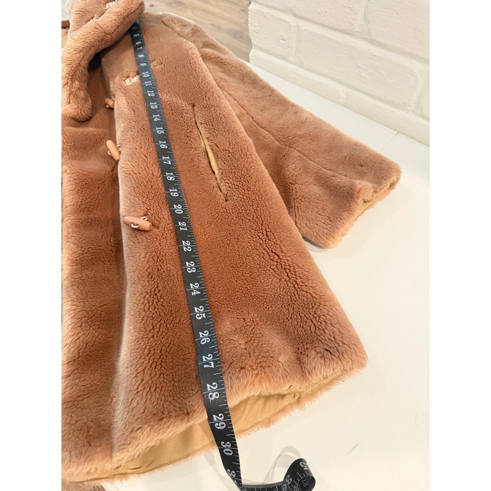 Carven Paris Faux Fur Embellished Arrow Coat Camel Brown Size 38 S/M Luxury - Picture 11 of 13